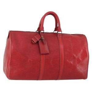 LOUIS VUITTON Epi Keepall 45 Boston Bag Red M42977 LV Auth BA8834
